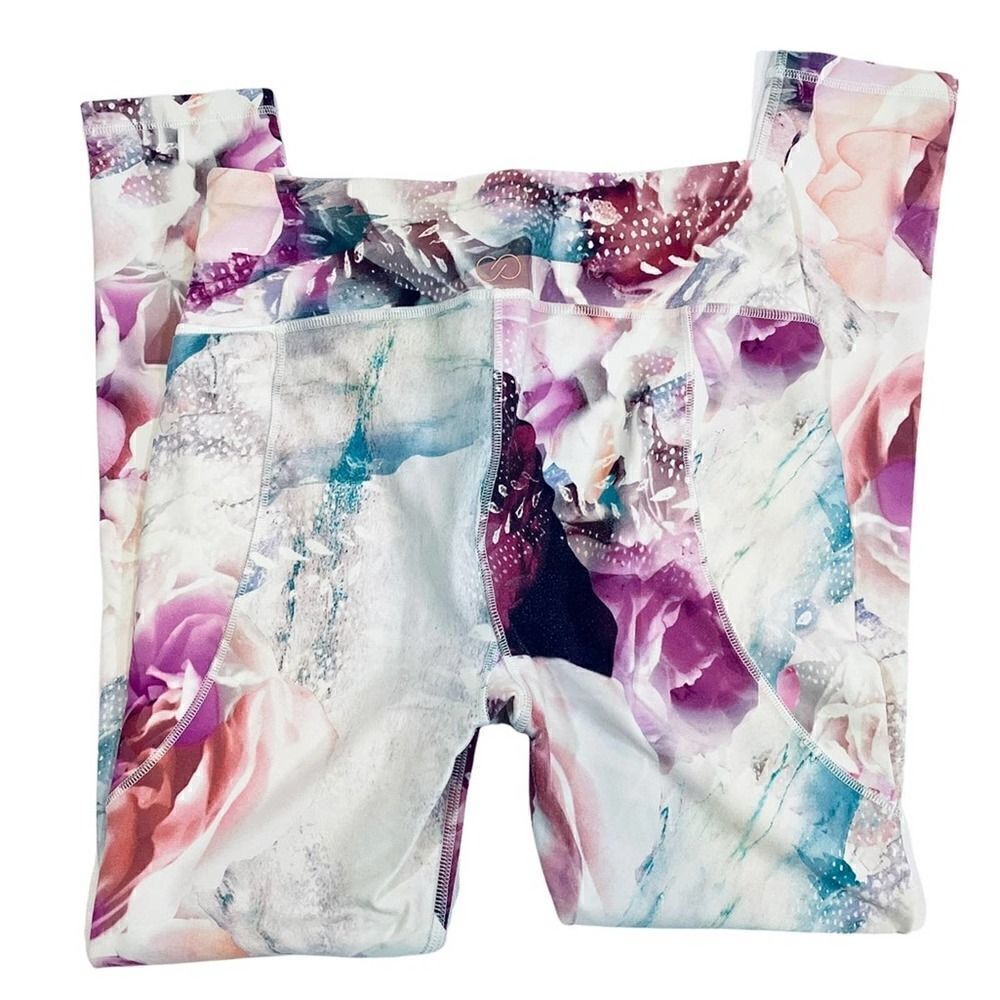 Calia by Carrie Underwood White Pink Abstract Print Leggings Small - Picture 2 of 6